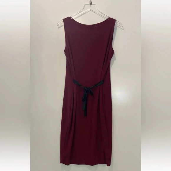 Norma‎ Kamali Burgundy Jersey Knit Tie Waist Dress Womens Size Large (509) - Picture 1 of 7